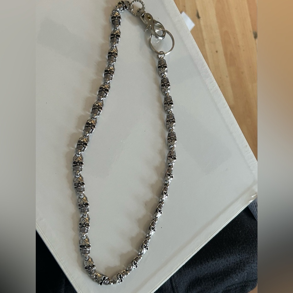 Silver Skull Chain Necklace for Wallet